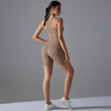 Tight Fit Solid Sports Bra Yoga Shorts Set