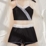 High End Lace Strap Sexy Sleepwear Two Piece Set