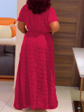 Women Summer Plus Size Solid Bat Sleeves Dress