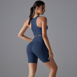 Tight Fit Solid Sports Bra Yoga Shorts Set