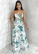 Women Printed Strapless Summer Dress