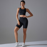 Tight Fit Solid Sports Bra Yoga Shorts Set