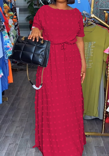 Women Summer Plus Size Solid Bat Sleeves Dress