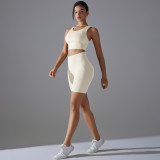 Tight Fit Solid Sports Bra Yoga Shorts Set