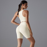 Tight Fit Solid Sports Bra Yoga Shorts Set