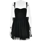 Spring Sexy Mesh Patchwork Off Shoulder Strapless Dress