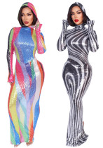 Women Sexy Hooded Slit Dress