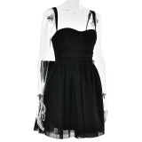 Spring Sexy Mesh Patchwork Off Shoulder Strapless Dress