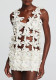 Sexy Hollow Floral Top Deep V Slim Waist Low Back Vest