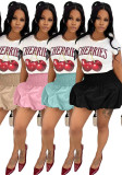 Solid Bubble Pleated Elastic High Waist Mini Skirt