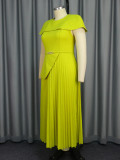 Plus Size Cape Sleeve Elegant Pleated Cocktail Dress