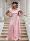 Luxury Off Shoulder Short Sleeve High Waist Maxi Dress Elegant Plus Size Evening Gown