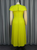 Plus Size Cape Sleeve Elegant Pleated Cocktail Dress