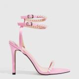 Pearl Ankle Strap Pink Summer High Heels
