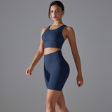 Tight Fit Solid Sports Bra Yoga Shorts Set