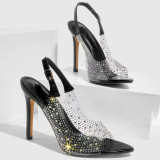 Peep Toe High Heels Rhinestone Stiletto