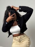 Women's Solid Button Sexy Denim Jacket