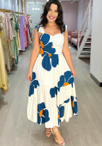 Women Printed Small Flying Sleeve Summer Dress Women Printed Small Flying Sleeve Summer Dress