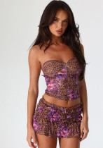 Spring Summer Strapless Crop Top Bodycon Mini Skirt Two Piece Set Spring Summer Strapless Crop Top Bodycon Mini Skirt Two Piece Set