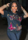 High Street Sequin Embroidered Round Neck Short Sleeve T Shirt