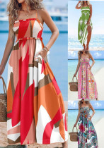 fashion strap printed casual loose holiday dress fashion strap printed casual loose holiday dress