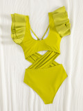 Sexy hollow triangle one-piece women's high waist swimsuit