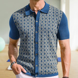 Men’s Summer Short-Sleeve Knitted Polo Shirt Turn-Down Collar