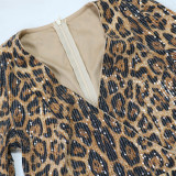 Fashion leopard print sexy V-neck jumpsuit women's clothing
