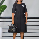 Women's fashion chic elegant solid color loose plus size African dress