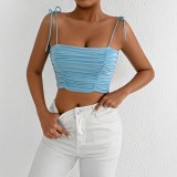 Summer Sexy Tie Strap Crop Top Super Short Vest for Outdoor Wear
