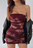 exy strapless bodycon Printed party mini dress