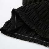 Summer Sleeveless Strapless Black Beach Holidays Dress