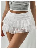Multi-Layered Cake Skirt Sexy Fashion Lace Trim Mini Skirt