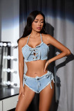 sexy night club denim bikini