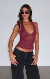 Hollow Lace Slim-Fit Sexy Tank Top Versatile Halter Neck Blouse