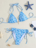 Bikini straps triangle floral pendant sexy two pieces swimsuit