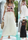 women's flowers patchwork bamboo ruffle long beach dress