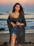 Women's sexy see-through lace embroidered cardigan beach bikini sun protection blouse