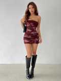 exy strapless bodycon Printed party mini dress