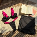 Color matching contrast two pieces swimsuit mesh skirt three-piece bikini