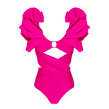 Sexy hollow triangle one-piece women's high waist swimsuit