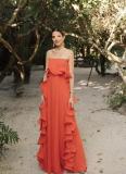 Summer Strapless pleated long Dress Beach Holidays gown