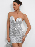 Summer women's sexy low back sequined dress