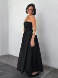 Summer Sleeveless Strapless Black Beach Holidays Dress