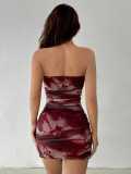 exy strapless bodycon Printed party mini dress