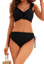 women Bikini wide straps drawstring high waist sexy two pieces swimsuit