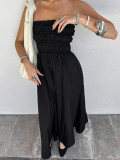 Summer Sleeveless Strapless Black Beach Holidays Dress