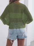 women's knitting hollow irregular bat sleeves loose blouse outerwear cover-up T-shirt tops
