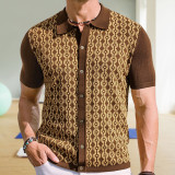 Men’s Summer Short-Sleeve Knitted Polo Shirt Turn-Down Collar