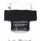 Sexy Off-Shoulder Mesh Top Women Summer Shirt